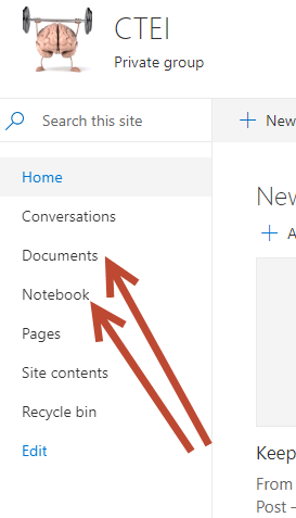 Links to Documents and Notebook appear among other links in a frame on the left of the page.